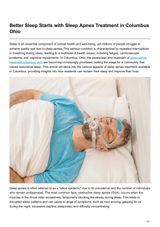 Better Sleep Starts with Sleep Apnea Treatment in Columbus Ohio