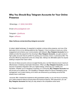 Why You Should Buy Telegram Accounts for Your Online Presence