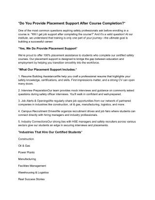 _Do You Provide Placement Support After Course Completion