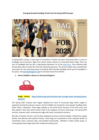 Emerging Branded Handbag Trends from the Spring 2025 Runways