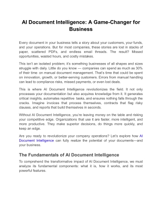 AI Document Intelligence: A Game-Changer for Business