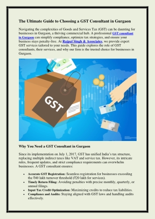 GST Consultant in Gurgaon