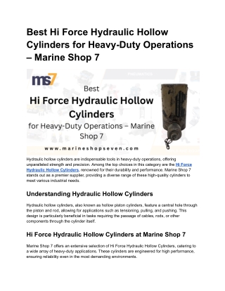 Best Hi Force Hydraulic Hollow Cylinders for Heavy-Duty Operations – Marine Shop 7