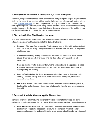 Exploring the Starbucks Menu_ A Journey Through Coffee and Beyond