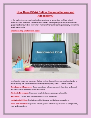 How Does DCAA Define Reasonableness and Allocability