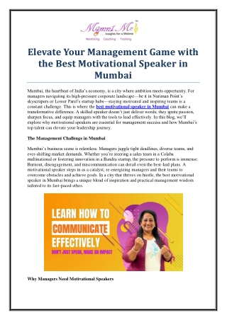 Management Me – Your Gateway to the Best Motivational Speaker in Mumbai