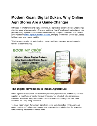 Modern Kisan, Digital Dukan_ Why Online Agri Stores Are a Game-Changer