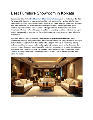 Best Furniture Showroom in Kolkata