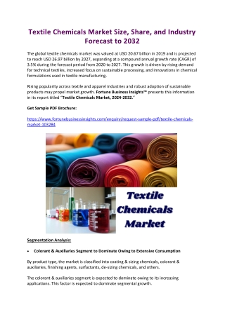 Textile Chemicals Market Trends, Share & Forecast Analysis 2032