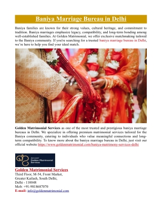 Baniya Marriage Bureau in Delhi