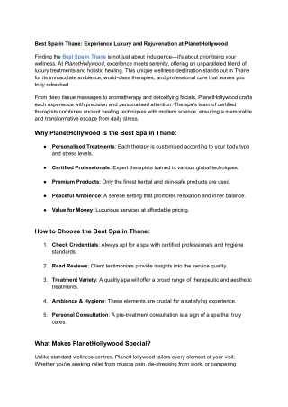 Best Spa in Thane_ Experience Luxury and Rejuvenation at PlanetHollywood