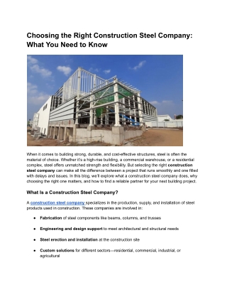Choosing the Right Construction Steel Company: What You Need to Know