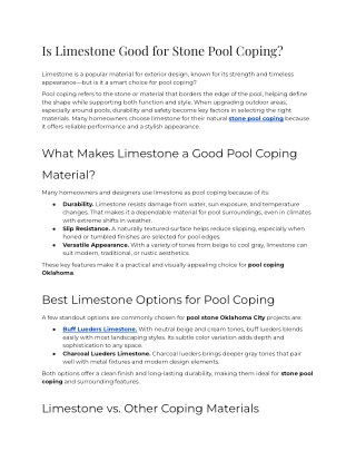 Is Limestone Good for Stone Pool Coping_