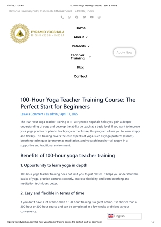 Accredited 100-Hour Yoga Teacher Training for Mind-Body Balance