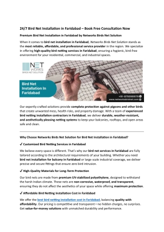 Bird net installation in Faridabad