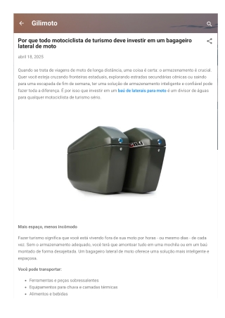 Por que todo motociclista de turismo deve investir em um bagageiro lateral de moto