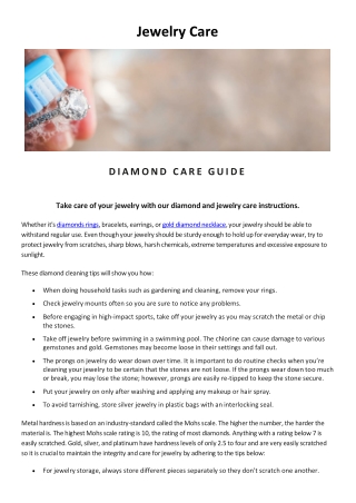 Jewelry Care Guide - Majesty Diamonds
