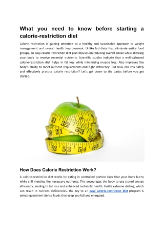 What you need to know before starting a calorie-restriction diet