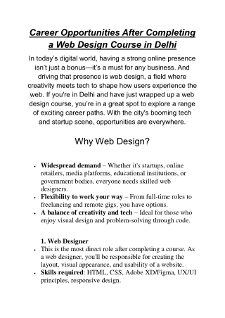 Web Designing Courses in Delhi