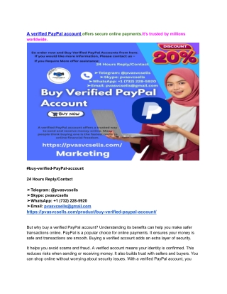 Buy Verified PayPal Account - 100% The Safest Way to Pay