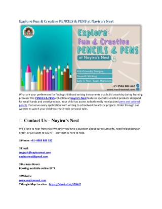 Explore Fun & Creative PENCILS & PENS at Nayira’s Nest