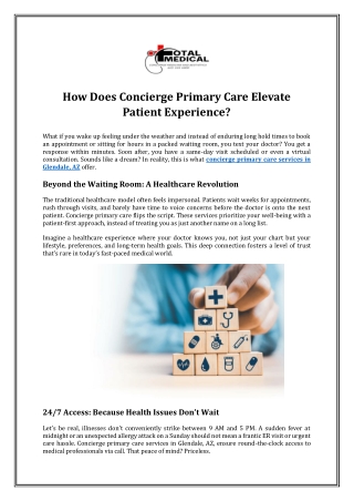 How Does Concierge Primary Care Elevate Patient Experience?