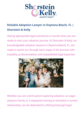 Trusted Adoption Attorney in Daytona Beach FL  Shorstein & Kelly