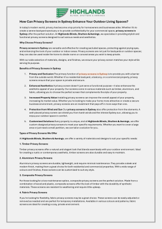 How Can Privacy Screens in Sydney Enhance Your Outdoor Living Spaces