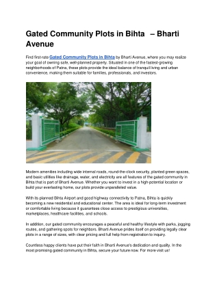 Gated Community Plots in Bihta  – Bharti Avenue