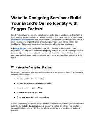 Website Designing Services_ Build Your Brand’s Online Identity with Friggas Techsol