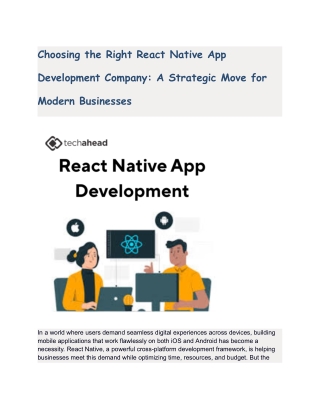 Hire an Expert App Development Company for React Native Services
