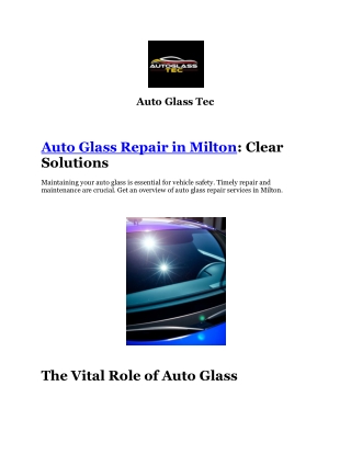 Auto Glass Repair in Milton