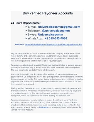 Buy verified Payoneer Accounts