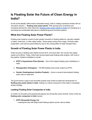 Is Floating Solar the Future of Clean Energy in India