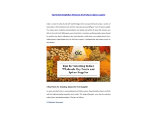 Tips for Selecting Indian Wholesale Dry Fruits and Spices Supplier