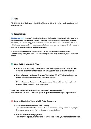 ANGA COM 2025 Cologne – Exhibition Planning & Stand Design for Broadband and Media Brands