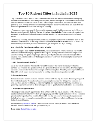 Richest Cities in India