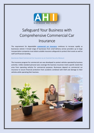 Safeguard Your Business with Comprehensive Commercial Car Insurance
