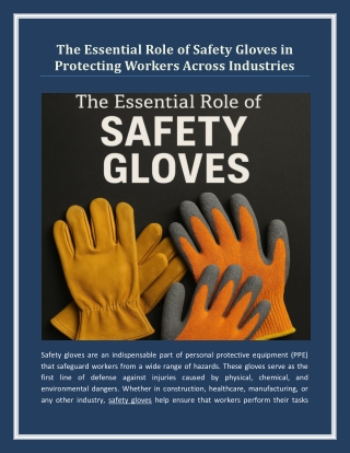 The Essential Role of Safety Gloves in Protecting Workers Across Industries