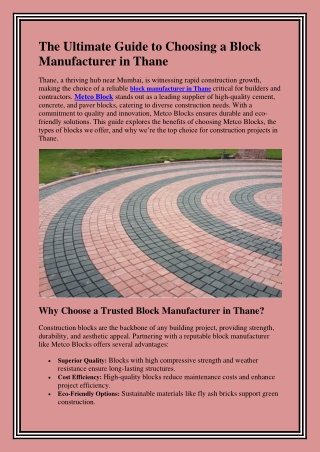 Block Manufacturer in Thane