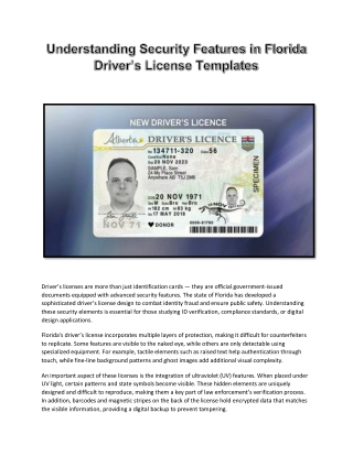 Understanding Security Features in Florida Driver’s License Templates