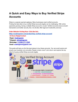 A Quick and Easy Ways to Buy Verified Stripe Accounts