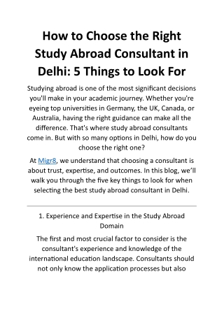 How to Choose the Right Study Abroad Consultant in Delhi