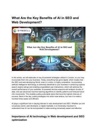 What Are the Key Benefits of AI in SEO and Web Development