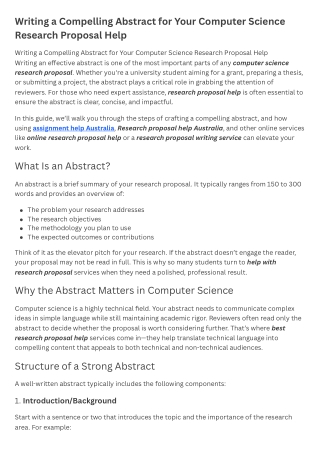 Writing a Compelling Abstract for Your Computer Science Research Proposal Help Writing an effective abstract is one of t