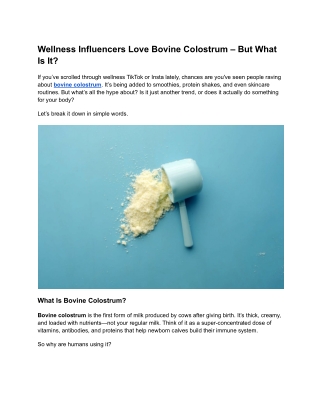 Wellness Influencers Love Bovine Colostrum – But What Is It?