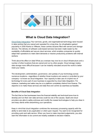 What is Cloud Data Integration?