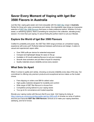Savor Every Moment of Vaping with Iget Bar 3500 Flavors in A