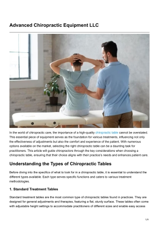 How to Choose the Right Chiropractic Table