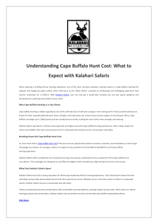 Understanding Cape Buffalo Hunt Cost